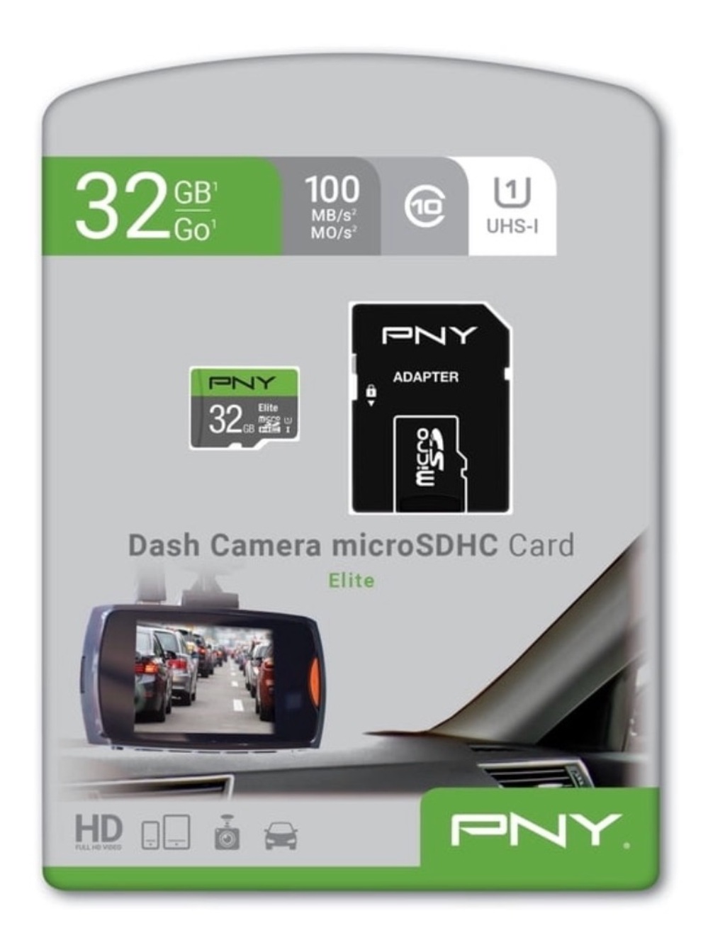 (2 pack) 32GB Elite Dash Camera microSDHC Card - Black/Green